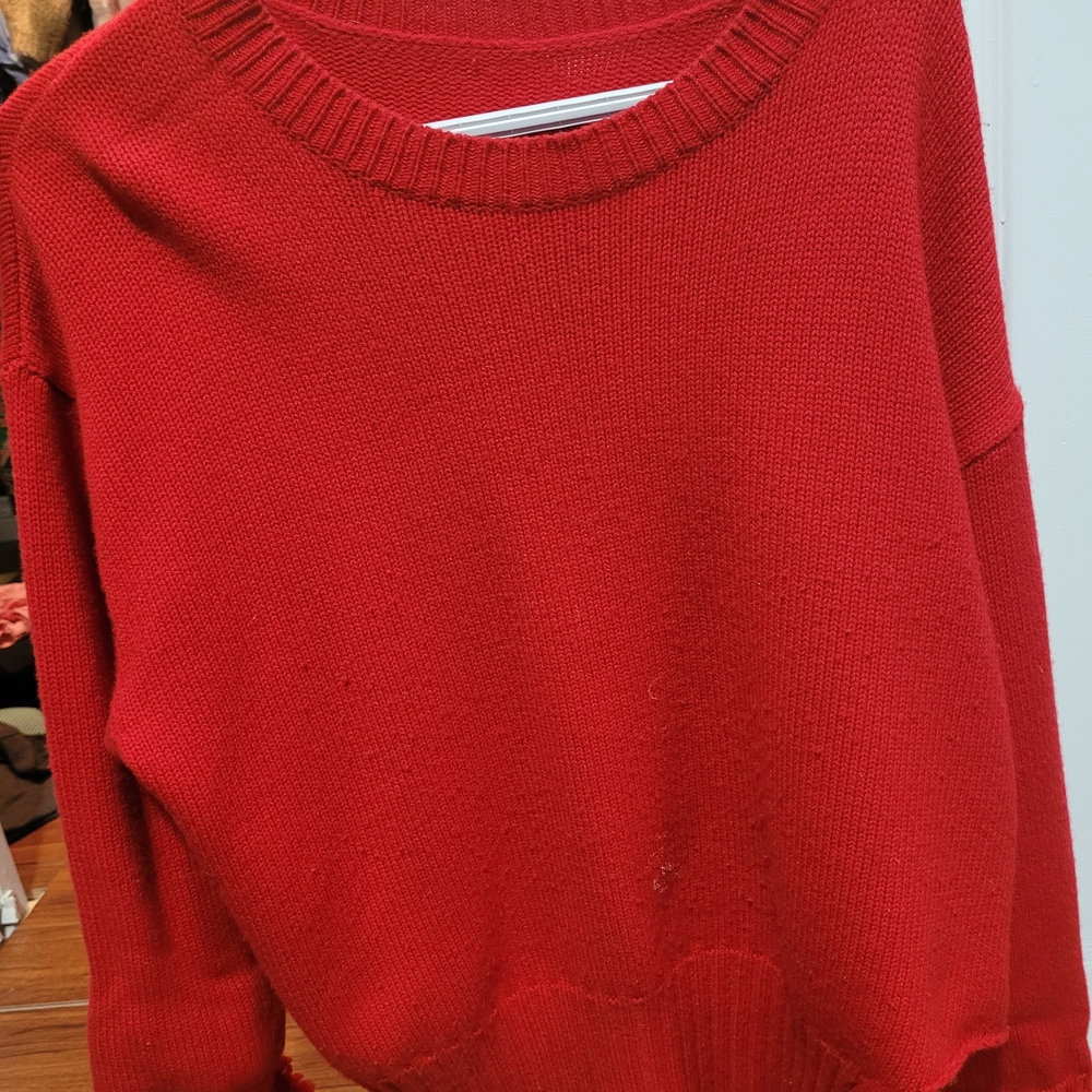 Elegant Red Women's Crew Neck Sweater